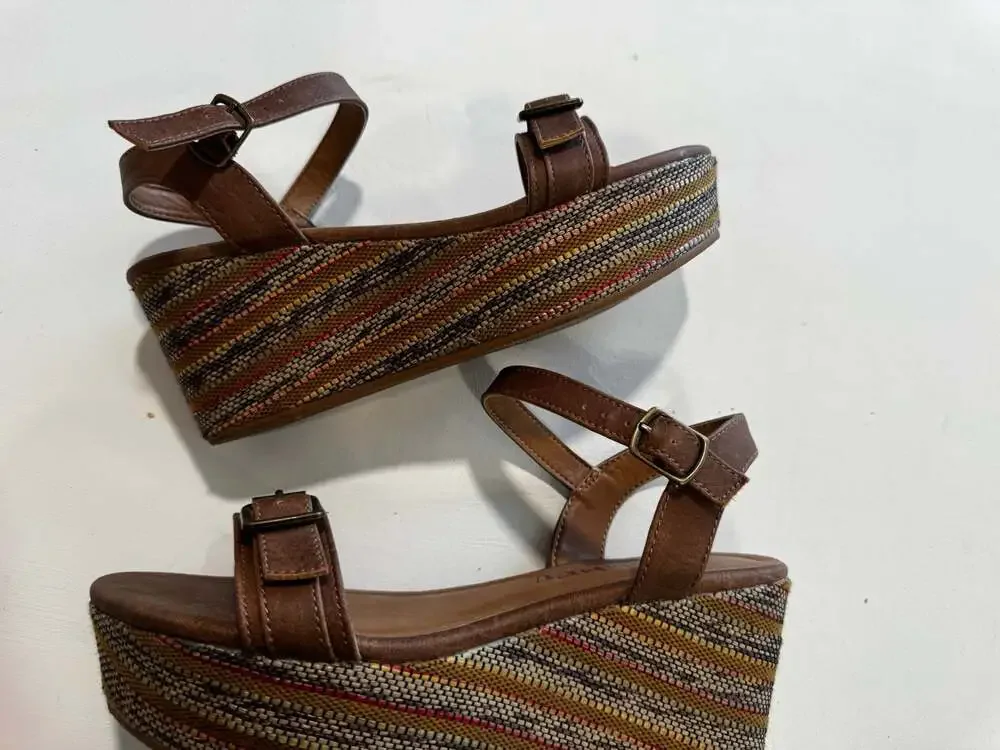 Shimmer by EDL Women's Comfort Fit Platform Wedge Sandals with Ankle Strap